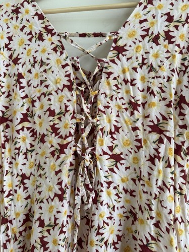 Vintage 90s Floral Button Up Midi Sundress Dress Cross Back Corset Size M / L - Picture 5 of 10