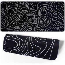 Black White Topographic Line Mouse Pad Gaming Mousepad Non-Slip Rubber Base K...