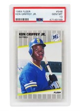 Ken Griffey Jr Mariners 1989 Fleer Baseball #548 RC Rookie Card -PSA 10 GEM MINT