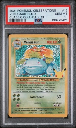 2021 POKEMON CELEBRATIONS CLASSIC COLLECTION #15 VENUSAUR-HOLO PSA 10