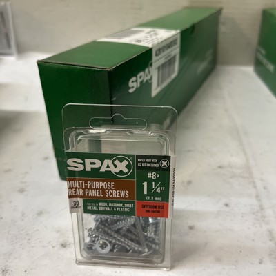 Spax Multi Purpose Rear Panel Screws #8 x 1 1/4'' 4281010400302 Qty 10 Boxes
