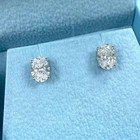 4Ct Oval Cut Lab Grown Diamond Birthday Gift Stud Earring 14K White Gold #84 — photo 4