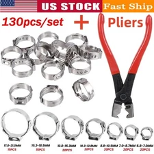 130/100x Single Ear Hose Clamps 304 Stainless Steel Crimp Hose Clamp Crimp Tools