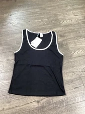 H&M Divided Womens Black Tank Top With White Trim M Casual Wear everyday NWT