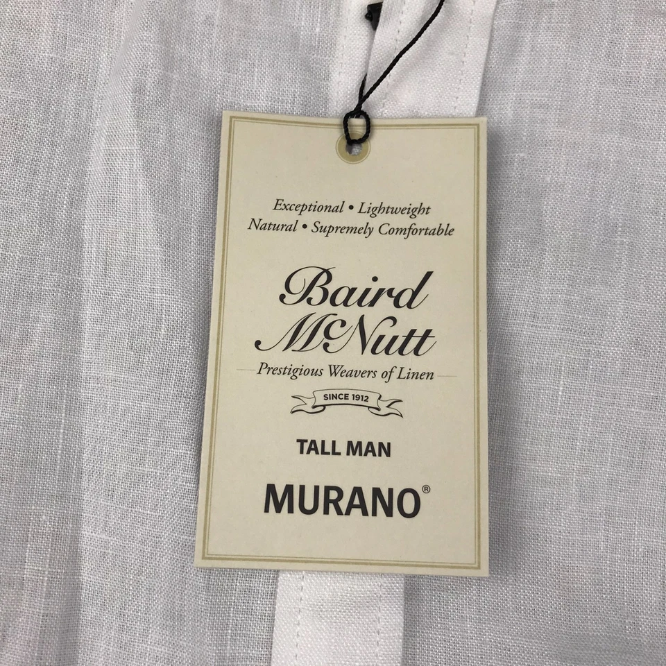 Baird McNutt Murano рубашка мужская XLT белый сплетенный 100% льняной длинным рукавом новый дефект - Изображение 4 из 4