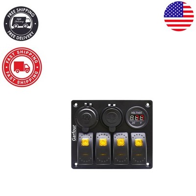Compact and Durable 4 Gang Toggle Switch Panel with USB Charger for RVs & Boats