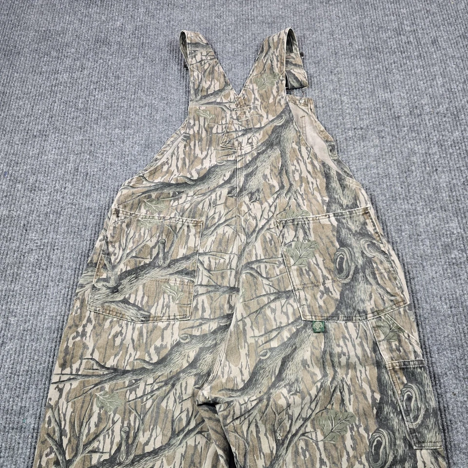 Vintage Mossy Oak Bib Overalls Mens Large Camo Hunting Made USA Cotton 90s - Image 2 of 4