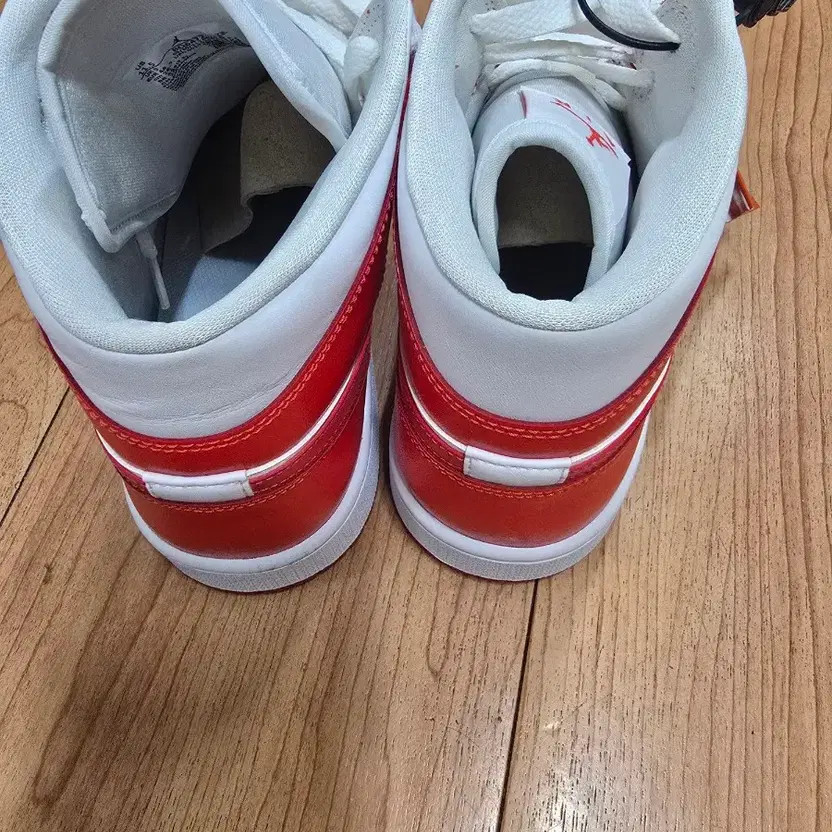 Nike Air Jordan 1 Mid White-Red Sneakers, Size 280