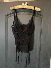 Victoria's Secret Black Lace Underwired Bustier w/ Garters Size L/G