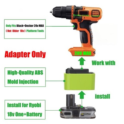 Adapter for Ryobi 18V Battery to Power for Black and Decker 20V (Not 18V) Tools