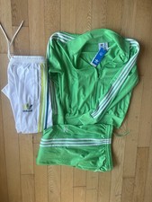 adidas Men's Green Striped Tracksuit Set Small Jacket Pants