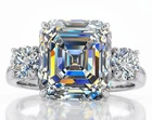 5.30 Ct Certified Asscher Cut White Natural Diamond Ring VVS1 White Gold Finish