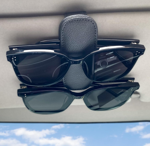 Sunglass Holder for Car Visor Clip, Magnetic Leather Eyeglass Hanger Clip for Ca - Picture 8 of 12