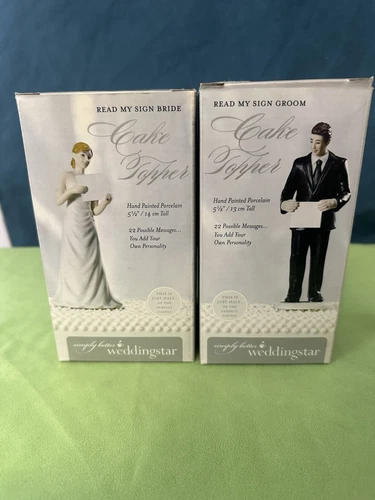 Bridge and Groom "Read My Sign" Weddingstar Wedding Cake Topper Set