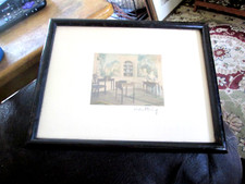 WALLACE NUTTING SIGNED Framed Hand Tinted Photo Vintage INTERIOR LADY AT TEA