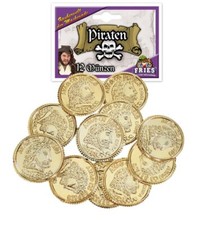 12 Stück Piratengold Taler Seeräuber Gold Karneval Fasching Party Cosplay