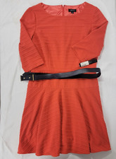 Tahari Arthur Levine Women's NEW Orange Dress Bright Coral Charlene Size 12 belt