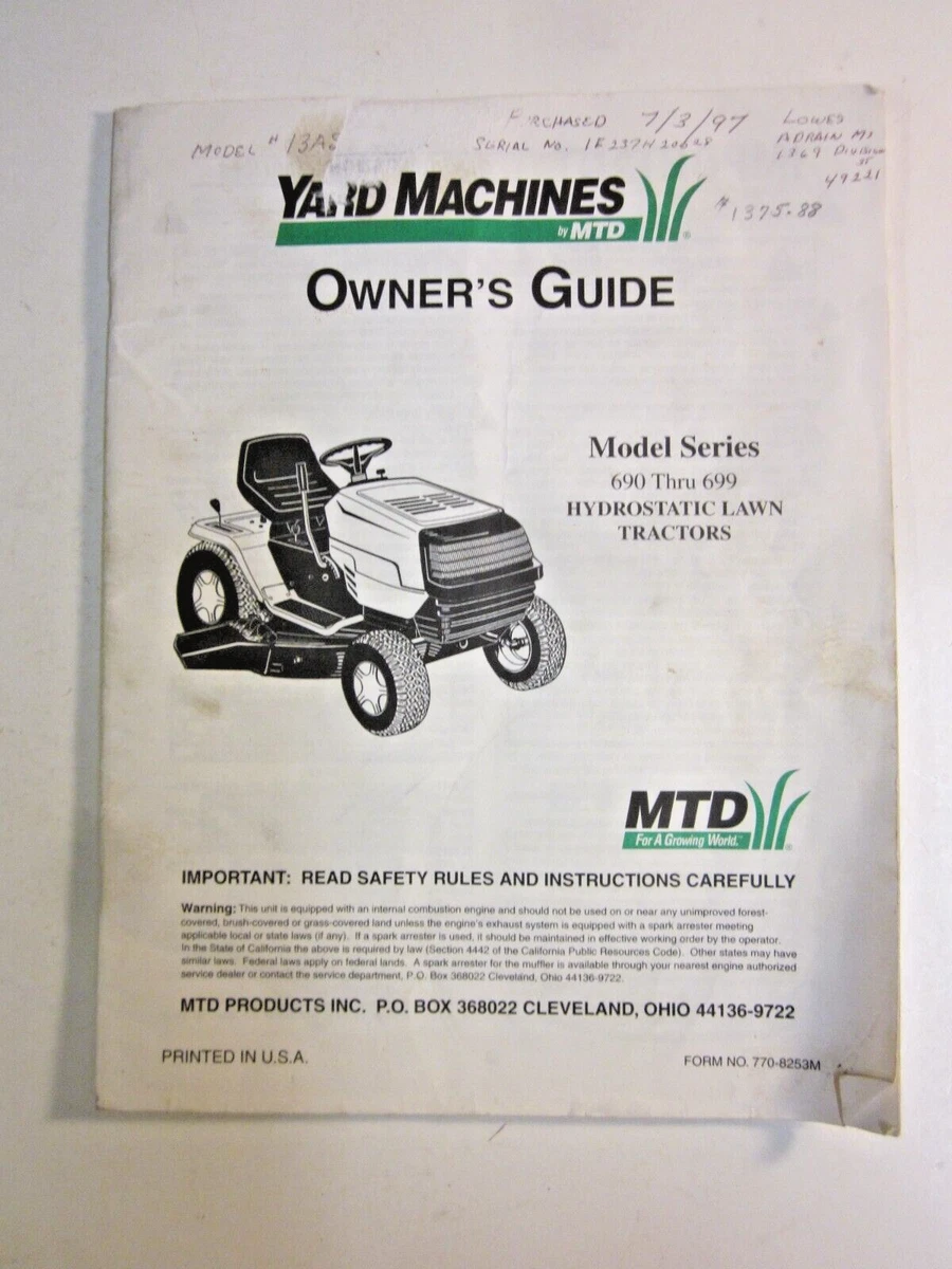 Manual yard on sale machine mtd