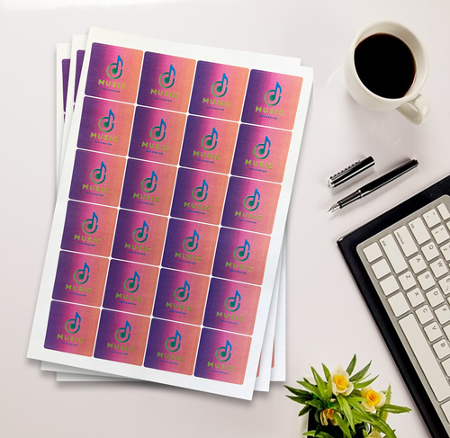 Adesivi quadrati 40 mm, fogli a4, adesivi personalizzati, finitura opaca, logo - Foto 1 di 2