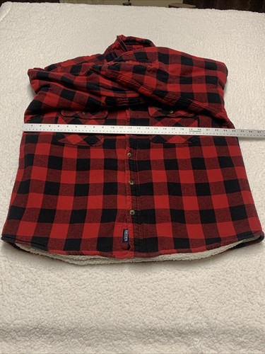 Smith's Workwear Men’s Size XL Shirt Jacket Red Buffalo Plaid Sherpa Flannel - Picture 8 of 15