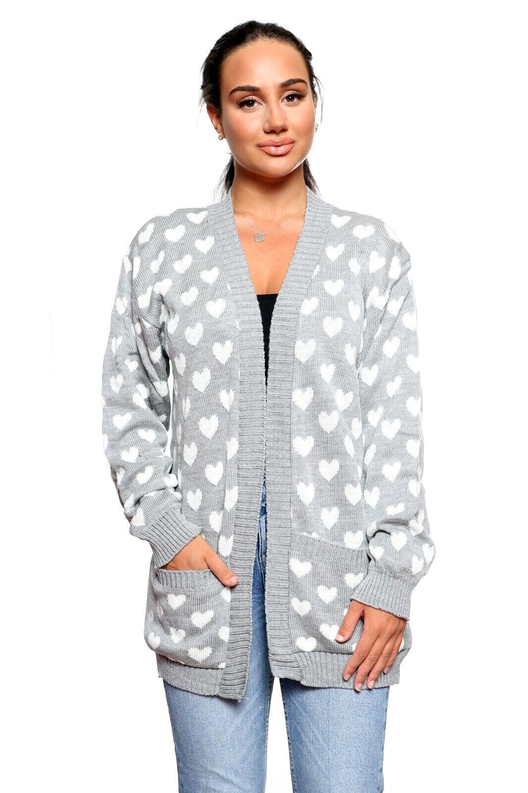 Heart Tie-Front Long Sleeve Cardigan