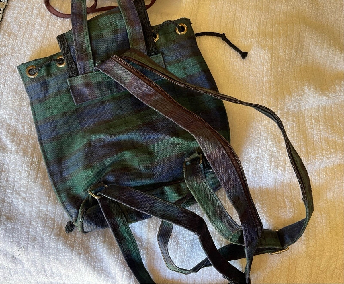 Vintage 1990's 90's Blue Green Plaid Clueless Cher Backpack Vintage 1990's 90's Blue Green Plaid Clueless Cher Backpack