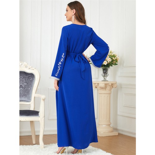 Muslimische Stickerei elegant Kaftan Maxikleid bescheiden Frauen Abaya Dubai Partykleid - Bild 28 von 53