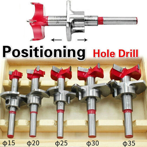 5PCS 15-35mm Adjustable Wood Hole Saw Forstner Drill Bit Hinge Boring Cutter - Picture 1 of 21