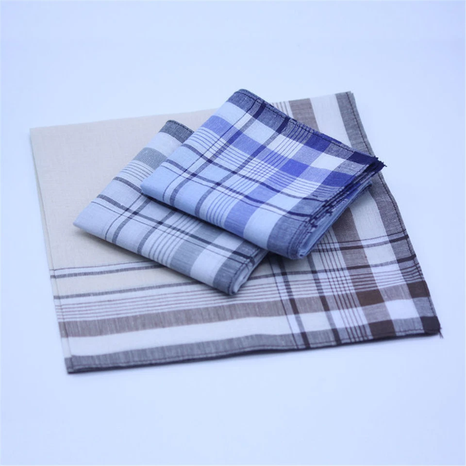 Cotton Plaid Men's Handkerchief Square Decorative Suits Grid Hanky Plaid Stripes - Image 4 of 4