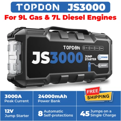 TOPDON JS3000 Démarreur de voiture Jump Starter Booster 24000mAh Powerbank - Photo 1/4