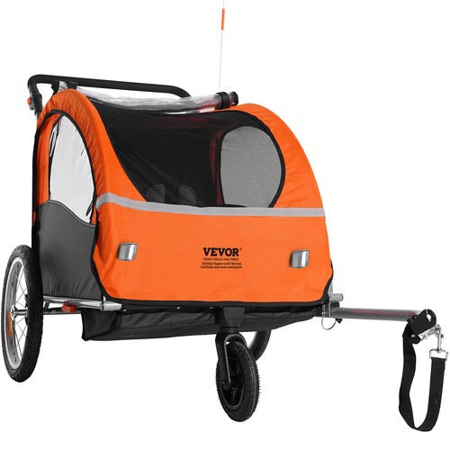 VEVOR Child Bike Trailer Foldable 2 Seater Stroller Double Kids Carrier 45 kg - Picture 12 of 12