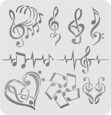 12"x12" Clear Plastic Stencil - Music Notes ME20 