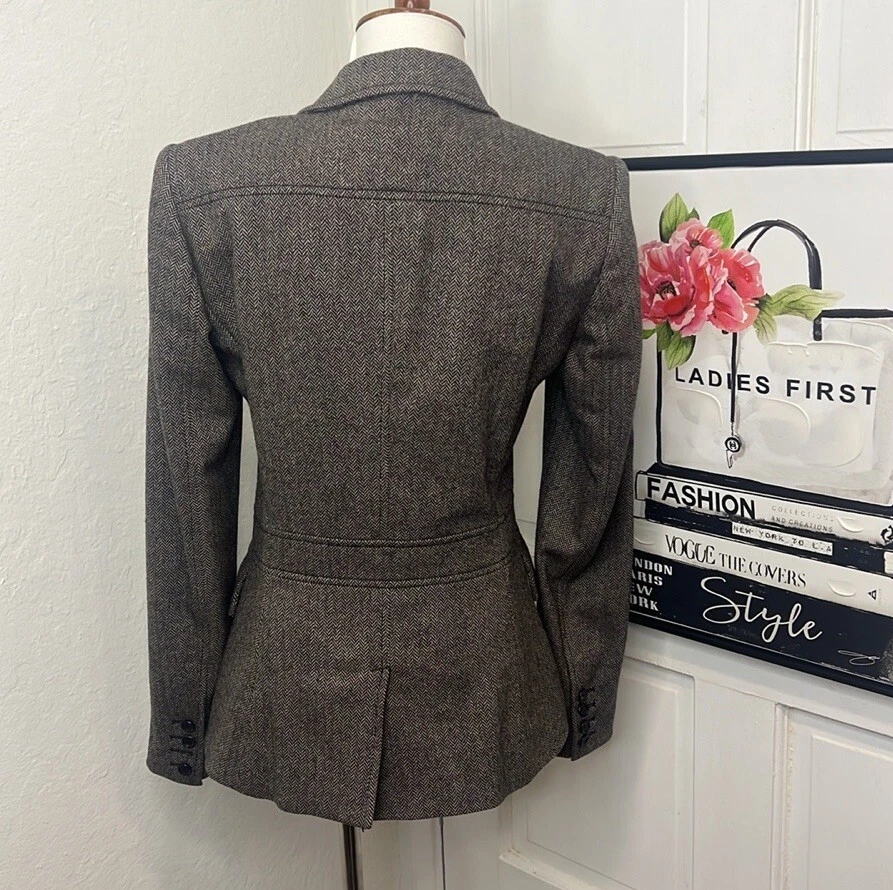 Gucci коричневый и кремовый Herringbone блейзер размер 40/4US - Изображение 3 из 4
