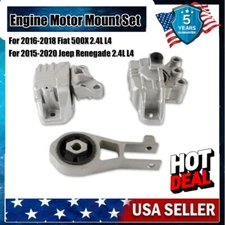 Set of 3 Engine Motor Mounts For 2015 2016-2021 Jeep RENEGADE 2.4L Auto Trans CA