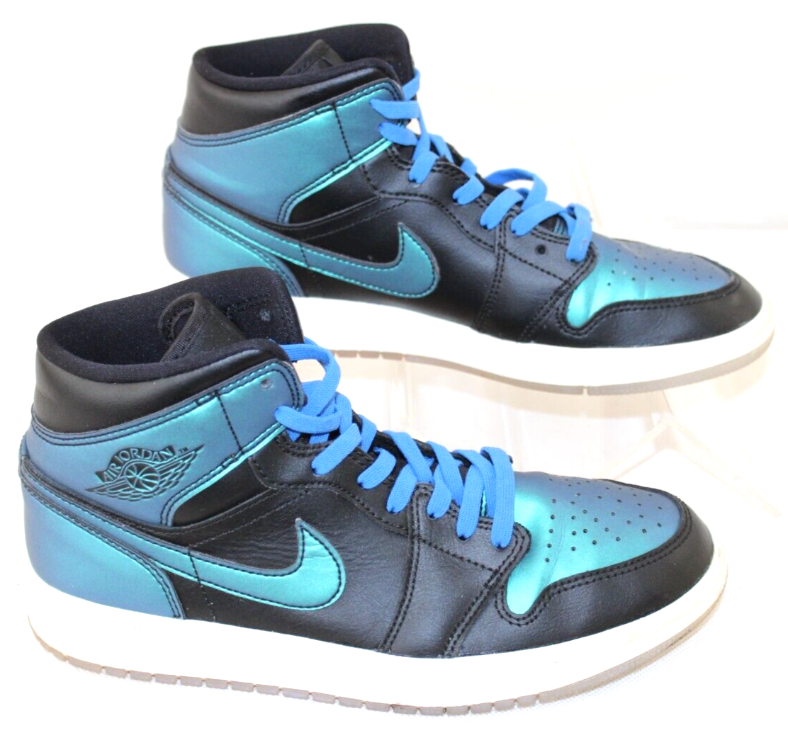 Nike Air Jordan Womens Mid Metallic Turquoise Lace Up Shoes