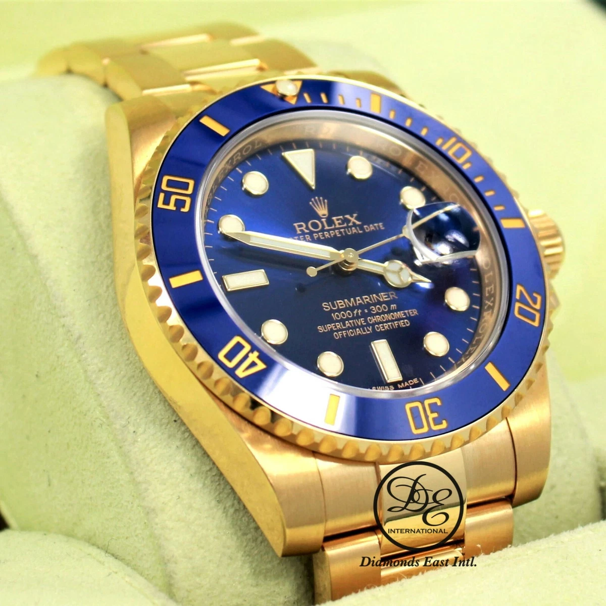 Rolex Submariner Date 18K Yellow Gold Black Dial Bezel 116618N