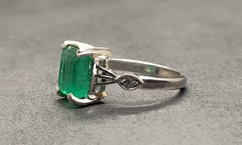 Natural Rich Green Emerald Sterling Silver 925 Handmade Women Anniversary Ring - Picture 12 of 12
