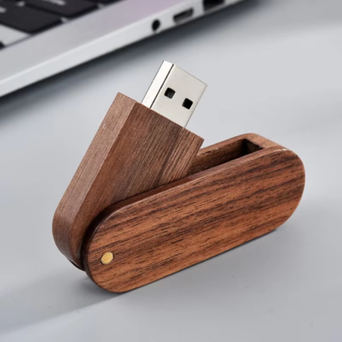 Custom Logo Wood Rotatable USB2.0 Flash Drives 32GB 64GB Pen Drive Memory Stick - Picture 6 of 9