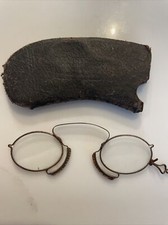 ANTIQUE EYEGLASSES FRAMES w. LEATHER CASE - EYE GLASS