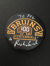 RICK SMITH AUTO'D  BOSTON BRUINS CENTENNIAL PUCK W/ 