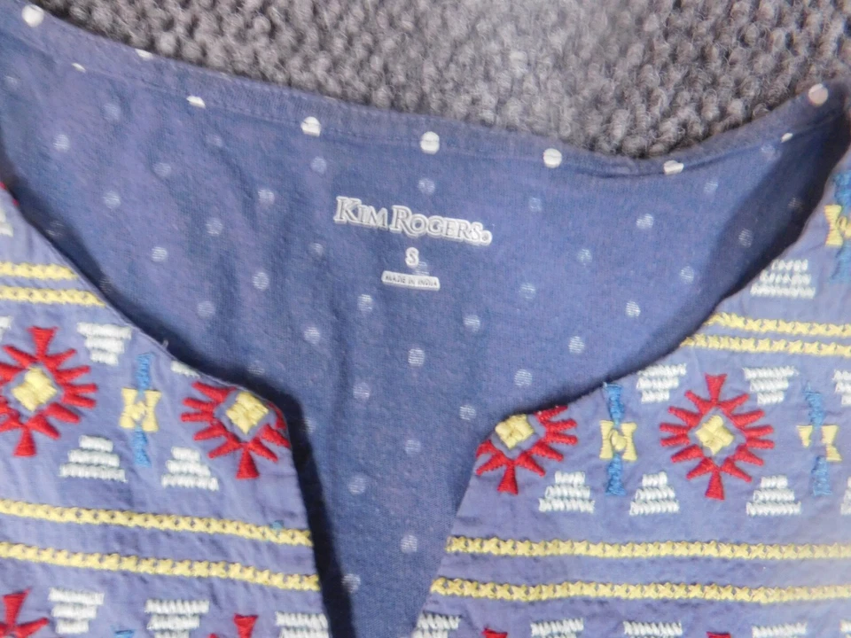 Blusa mujer Kim Rogers pequeña azul jersey lunares sin mangas Foto 3 de 4