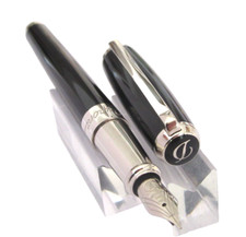 MAGNIFIQUE STYLO PLUME DE PRESTIGE ST DUPONT EN LAQUE NOIRE MODELE LIGNE D Q58