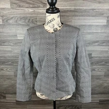 CALVIN KLEIN Open Style Long Sleeve Black Print Blazer Suit Jacket Womens Size S