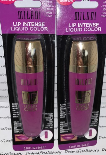 2 Milani Lip Intense Liquid Color Full Coverage Gloss 04 *VIOLET ADDICT* Duo Lot - Picture 4 of 10