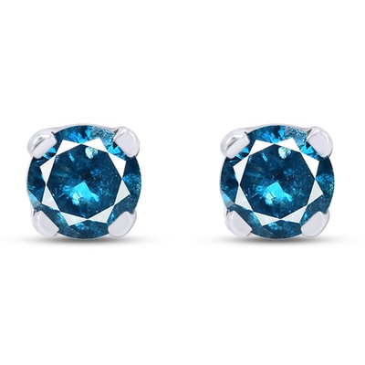 0.04 cttw - 0.33 cttw Stud Earrings 14K Solid Gold Round Cut Natural Blue Diamond IGI Certified 0.04 cttw - 0.33 cttw Stud Earrings 14K Solid Gold Round Cut Natural Blue Diamond IGI Certified