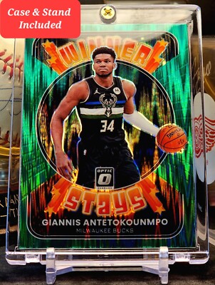 2021-22 Giannis Antetokounmpo Donruss Optic Winner Stays Green Shock #1 Bucks