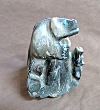 Native Zuni Picasso Marble Badger Duo Fetish Carving by Derrick Kaamasee C4905