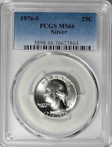 1976 - S  Silver Washington Quarter - PCGS  MS66