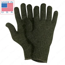 Olive Drab Wool Blend Glove Liner US Made - Winter Weather Blank Military Gloves