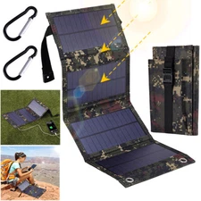 Portable USB Solar Panel Folding Power Bank Outdoor Camping Hiking Phone Charger